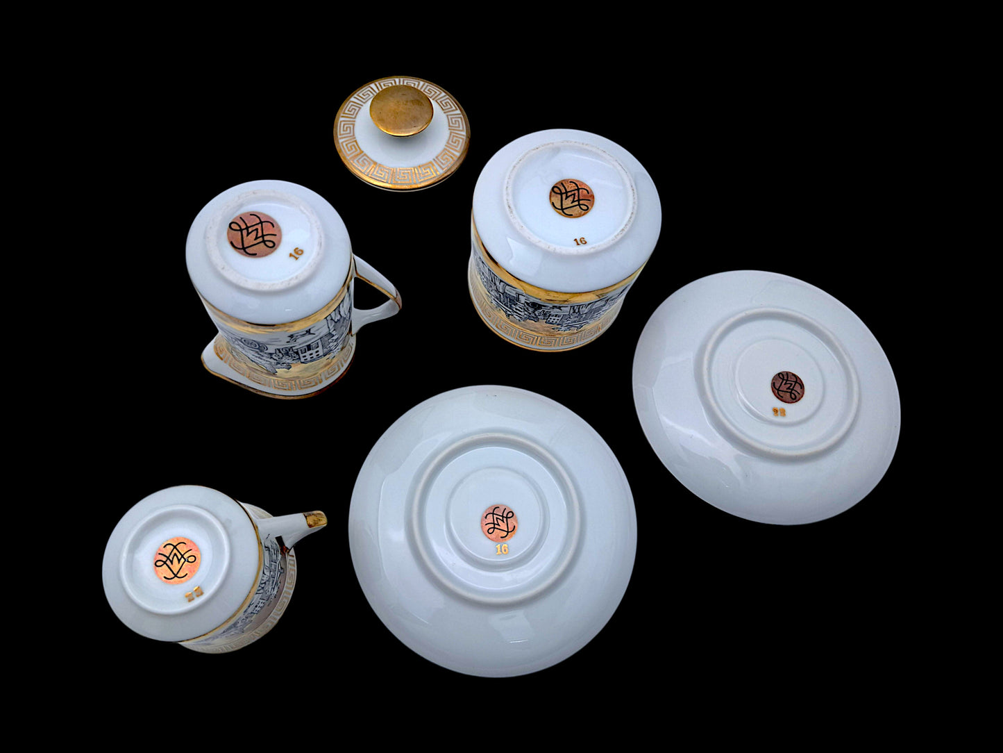Servizio da Caffè, 6 Tazzine, Lattiera e Zuccheriera, Sevres