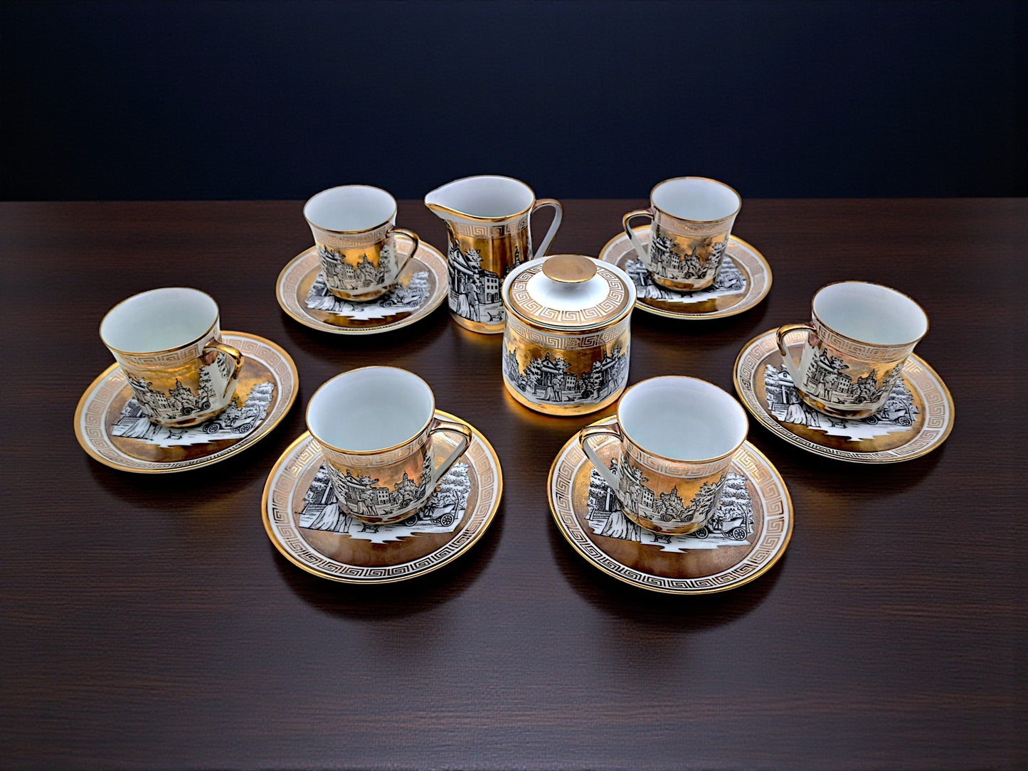 Servizio da Caffè, 6 Tazzine, Lattiera e Zuccheriera, Sevres
