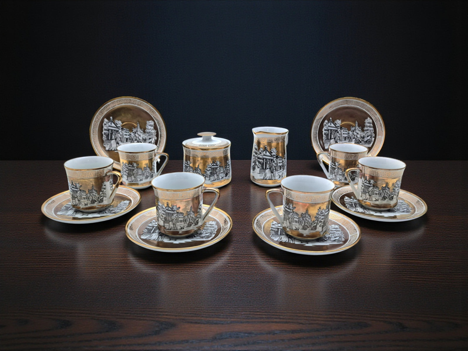 Servizio da Caffè, 6 Tazzine, Lattiera e Zuccheriera, Sevres