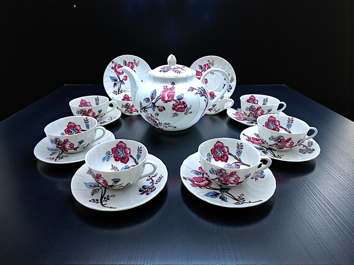 Servizio da Tè, 8 Tazze e Teiera, Jouy, Bernardaud Limoges