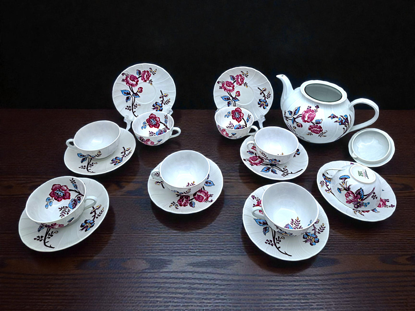 Servizio da Tè, 8 Tazze e Teiera, Jouy, Bernardaud Limoges