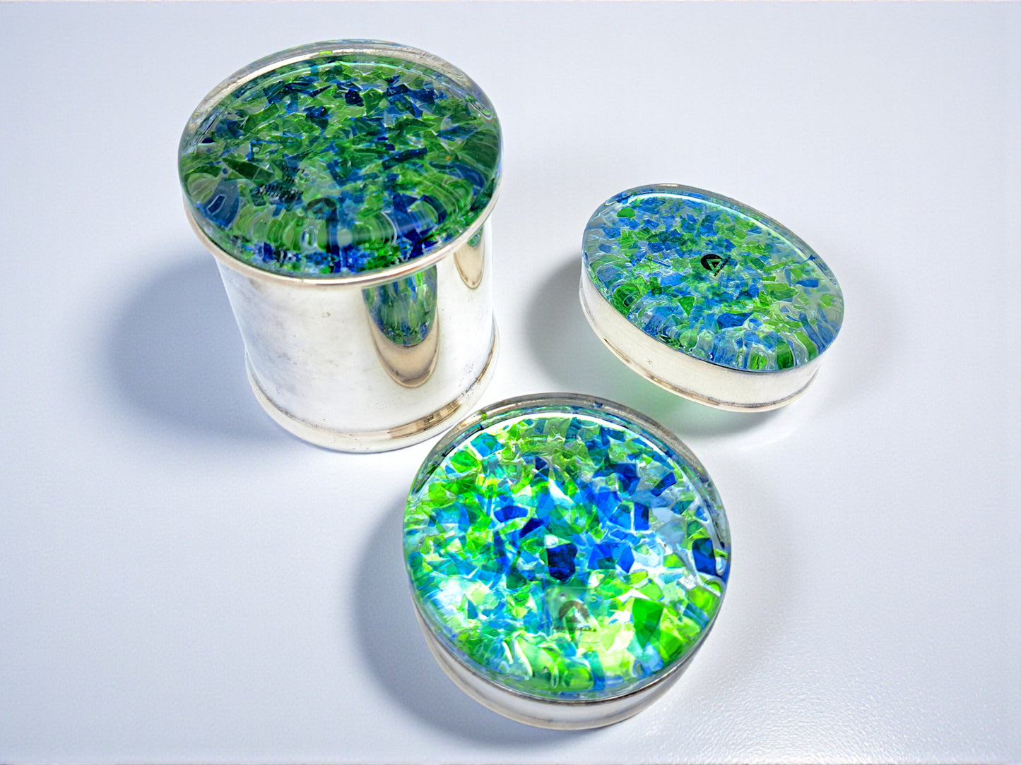 Set di 3 Portagioie in Vetro di Murano, Acquachiara - Effetre