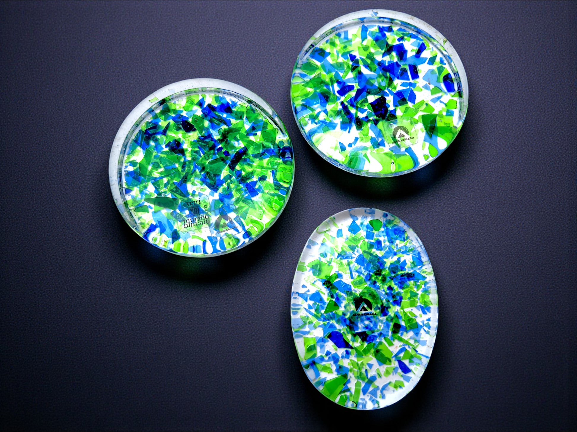 Set di 3 Portagioie in Vetro di Murano, Acquachiara - Effetre