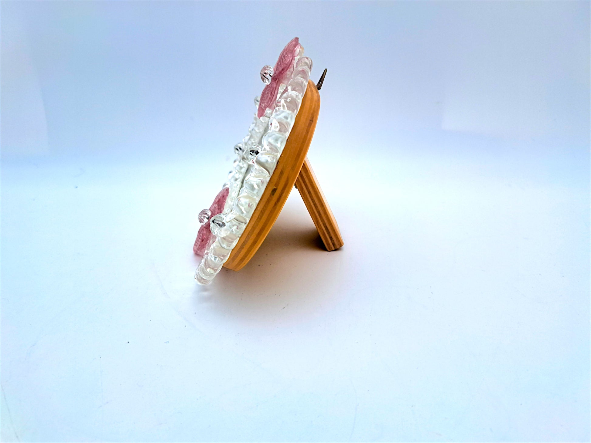 Specchietto in vetro di Murano, Fiori Rosa