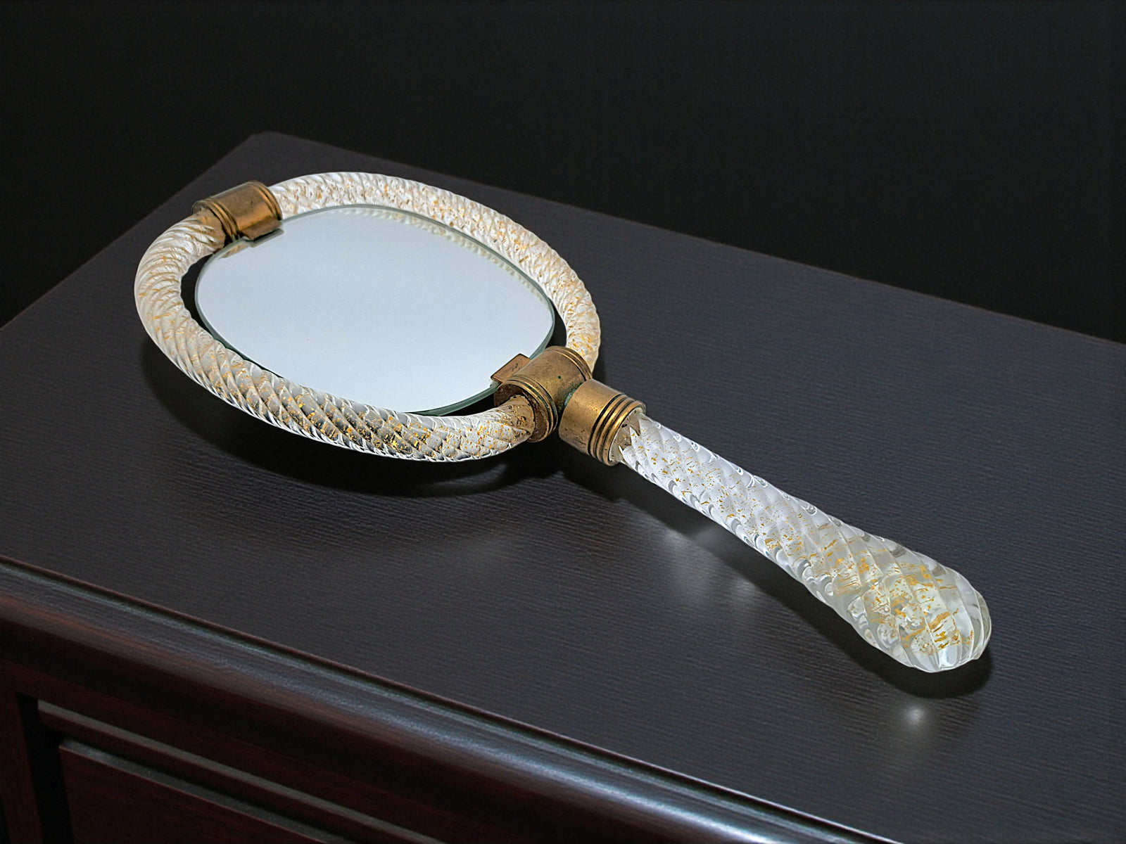 Specchio a Mano in Vetro di Murano, Barovier & Toso, Lavorazione Torchon