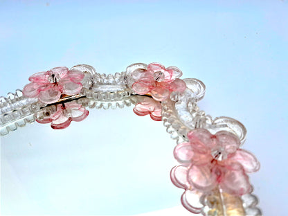 Specchio in Vetro di Murano, Fiori Rosa