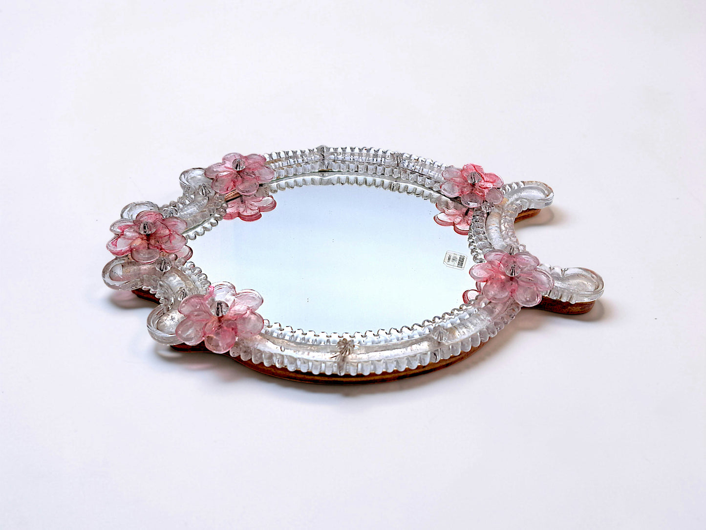 Specchio in Vetro di Murano, Fiori Rosa