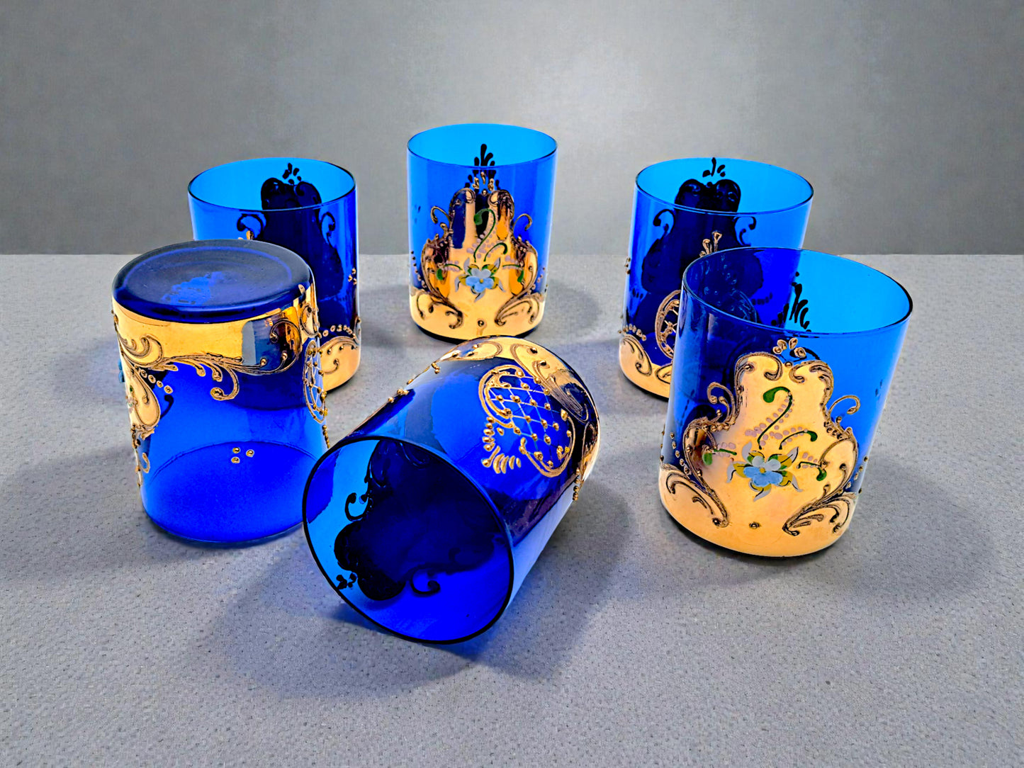 Servizio 6 Tumbler Old Fashioned, Tre Fuochi in Vetro di Murano