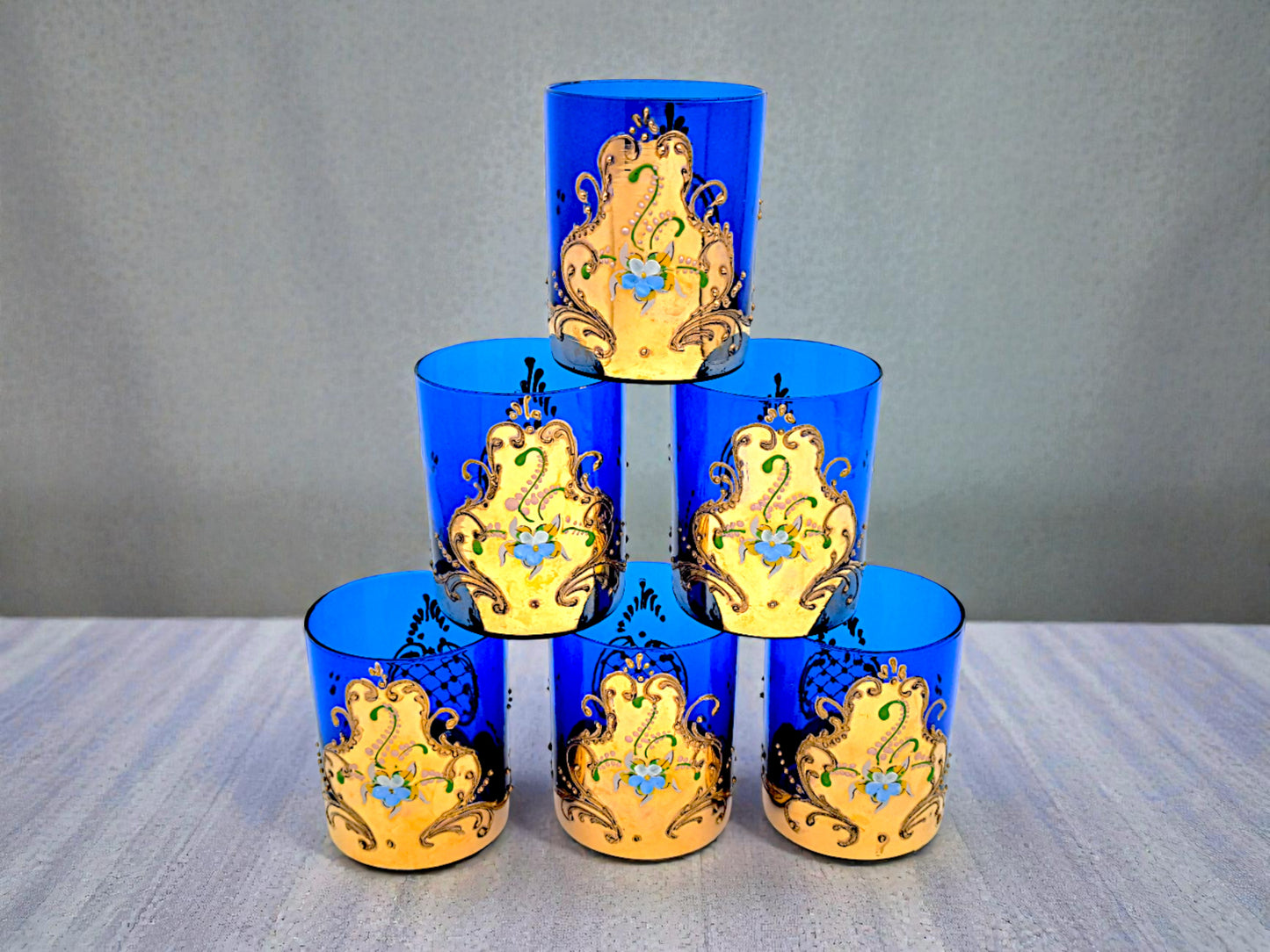 Servizio 6 Tumbler Old Fashioned, Tre Fuochi in Vetro di Murano