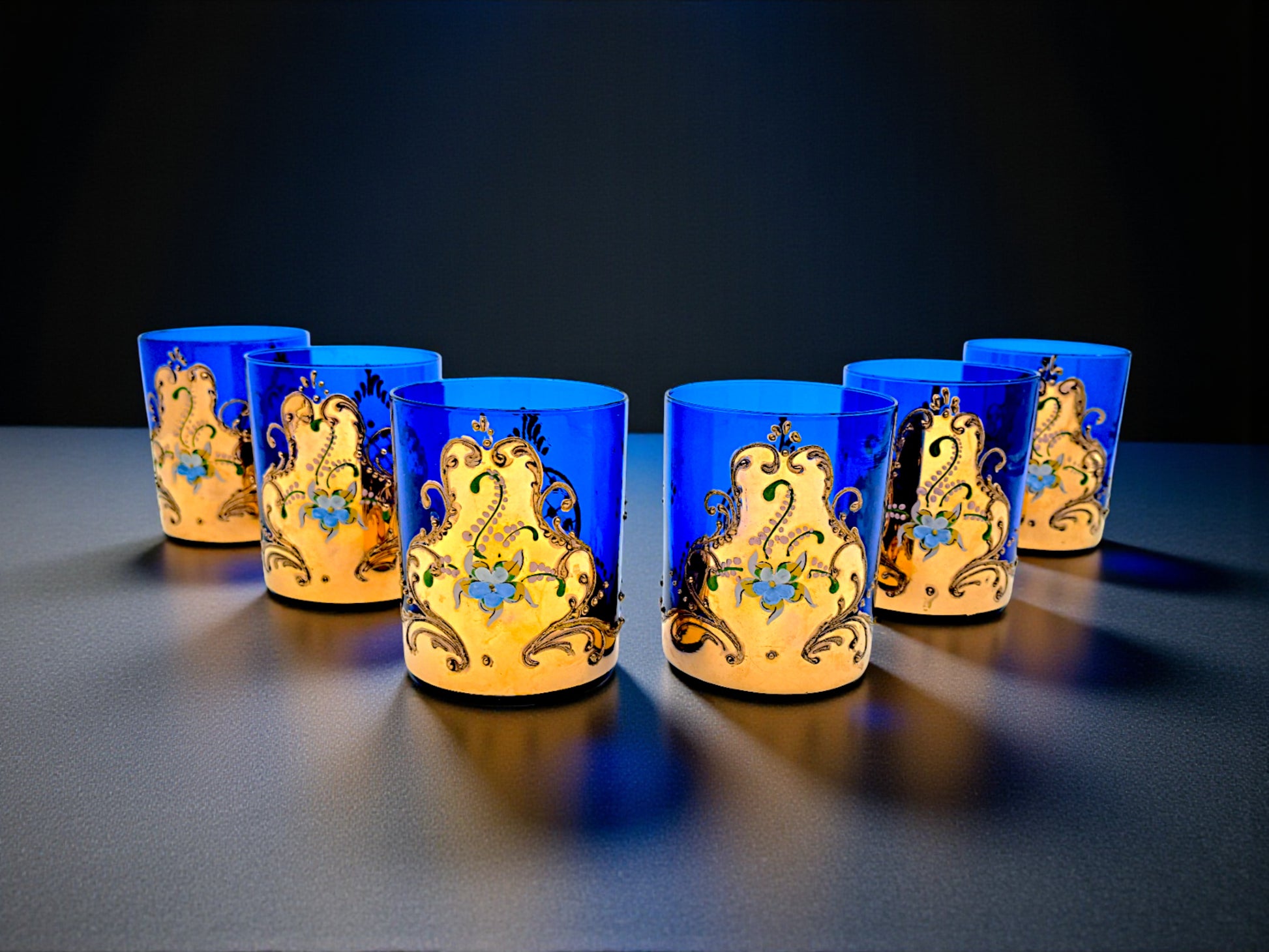 Servizio 6 Tumbler Old Fashioned, Tre Fuochi in Vetro di Murano