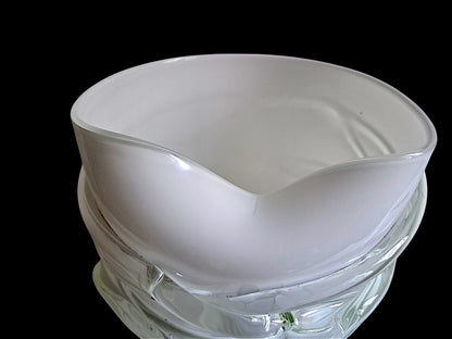 Vaso in Vetro di Murano, Bianco e Corda Trasparente