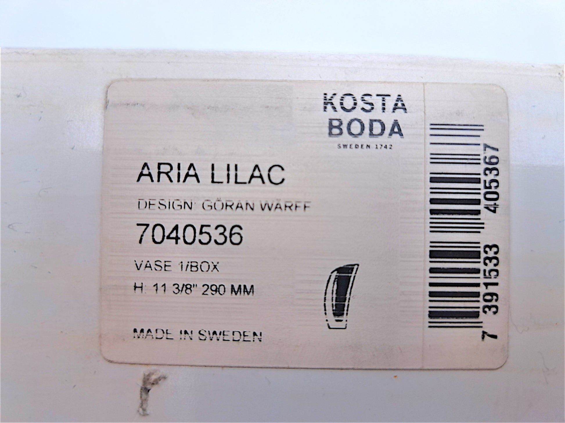 Vaso in Vetro Sommerso, Kosta Boda, Göran Wärff, Aria Lilac, 7040536