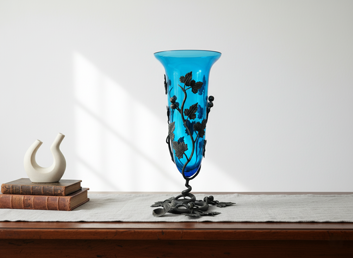 Vaso Blu in Vetro di Murano, Umberto Bellotto, Vetreria Barovier e Toso