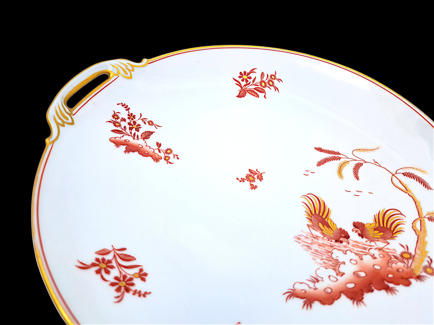 Serving Dish Richard Ginori, Doccia Factory, Red Roosters