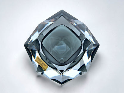 Posacenere in Vetro Sommerso di Murano Grigio, Flavio Poli per Seguso