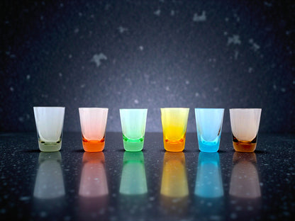 Set 12 Bicchieri Murano, 6 Calici Liquore e 6 Shot, Nason, Arlecchino