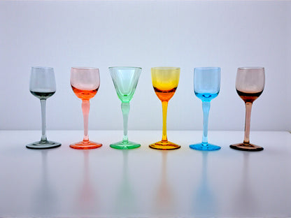 Set 12 Bicchieri Murano, 6 Calici Liquore e 6 Shot, Nason, Arlecchino