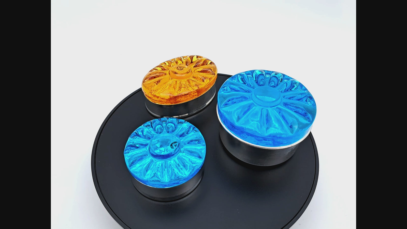 Set di 3 Scatole Portagioie in Vetro di Murano, Acquachiara