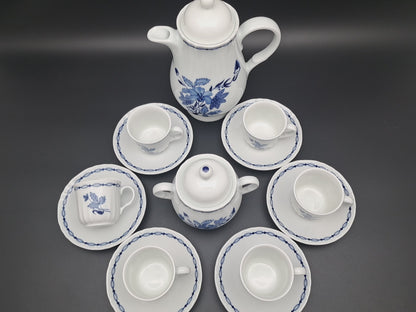 Service à café pour 6 personnes, Richard Ginori, décoration florale