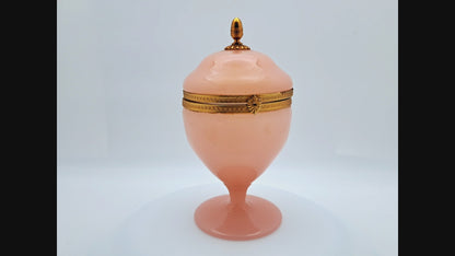 Cofanetto Portagioie Francese in Vetro Opalino Rosa