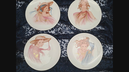 Collection of 4 Ceramic Plates, Female Faces, FG Artistic Ceramics 
